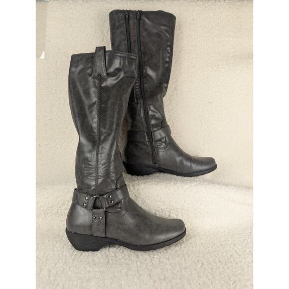 A2 By Aerosoles In An Instant Tall Riding Boots Zip Knee Grey boot 8.5 - Picture 1 of 12